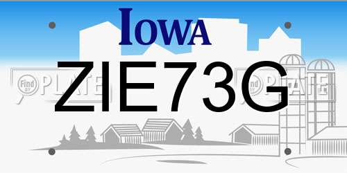 ZIE73G Iowa License Plate