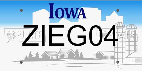 ZIEG04 Iowa License Plate