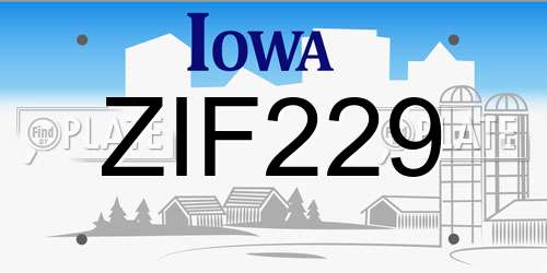 ZIF229 Iowa License Plate