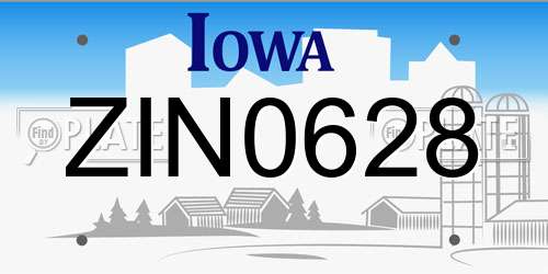 ZIN0628 Iowa License Plate