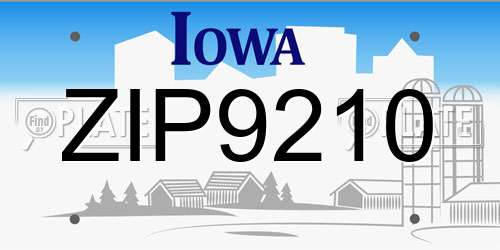 ZIP9210 Iowa License Plate