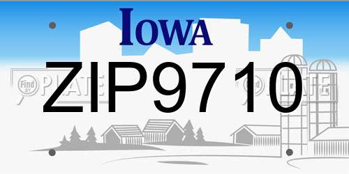 ZIP9710 Iowa License Plate