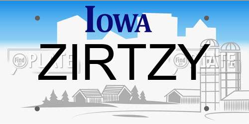 ZIRTZY Iowa License Plate