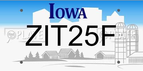 ZIT25F Iowa License Plate