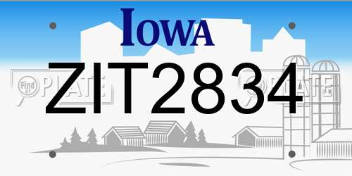 ZIT2834 Iowa License Plate