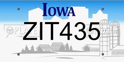 ZIT435 Iowa License Plate