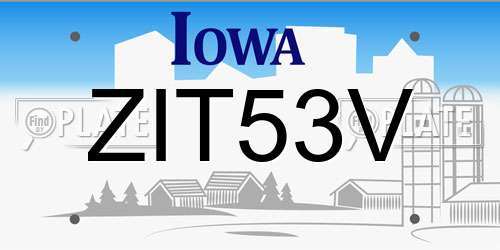 ZIT53V Iowa License Plate