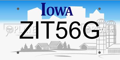 ZIT56G Iowa License Plate