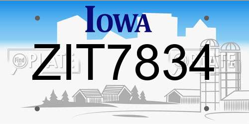 ZIT7834 Iowa License Plate