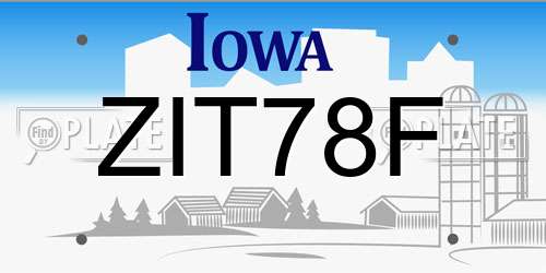 ZIT78F Iowa License Plate