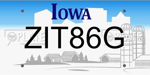ZIT86G Iowa License Plate