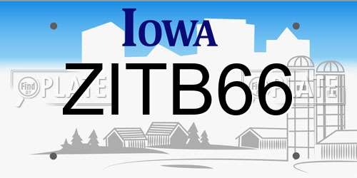 ZITB66 Iowa License Plate