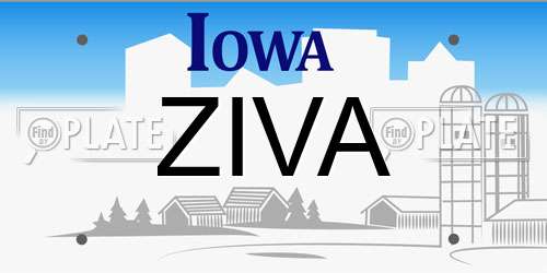 ZIVA Iowa License Plate