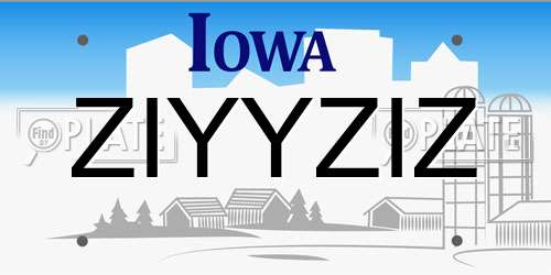 ZIYYZIZ Iowa License Plate