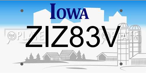 ZIZ83V Iowa License Plate