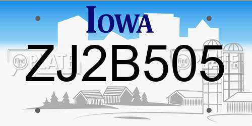 ZJ2B505 Iowa License Plate
