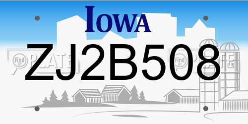 ZJ2B508 Iowa License Plate