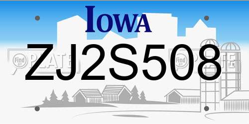 ZJ2S508 Iowa License Plate