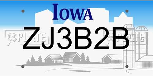 ZJ3B2B Iowa License Plate