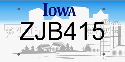 ZJB415 Iowa License Plate