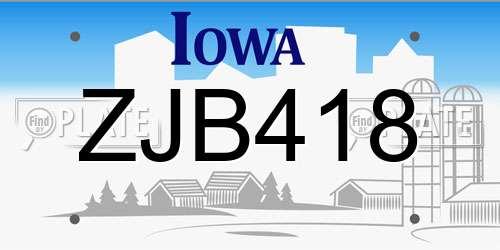 ZJB418 Iowa License Plate