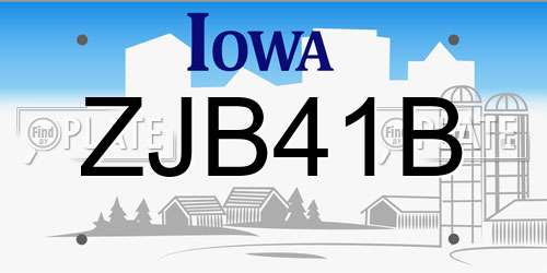 ZJB41B Iowa License Plate