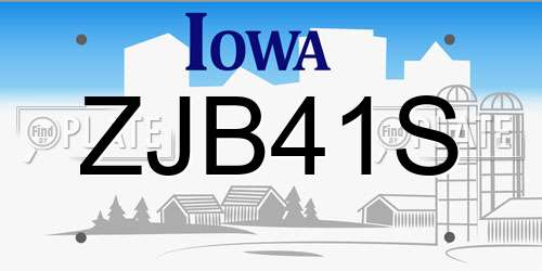 ZJB41S Iowa License Plate