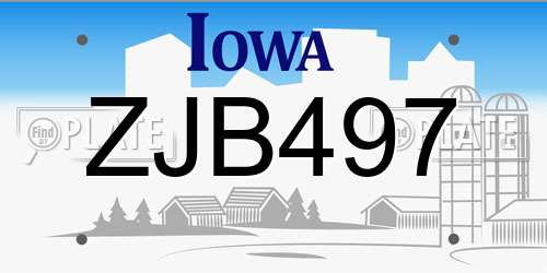 ZJB497 Iowa License Plate