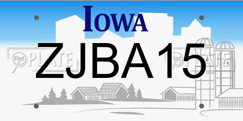 ZJBA15 Iowa License Plate