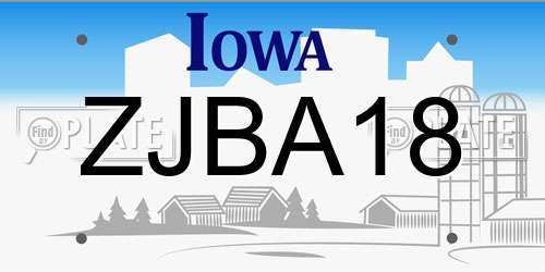 ZJBA18 Iowa License Plate