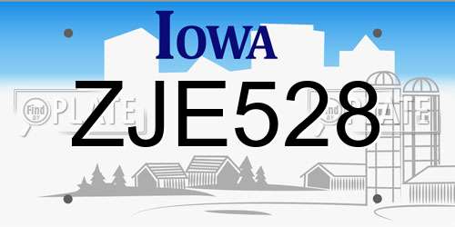 ZJE528 Iowa License Plate