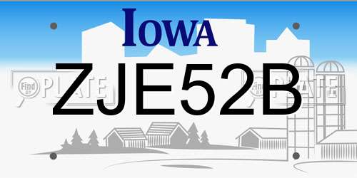 ZJE52B Iowa License Plate