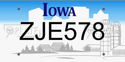 ZJE578 Iowa License Plate