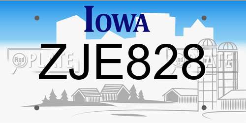 ZJE828 Iowa License Plate