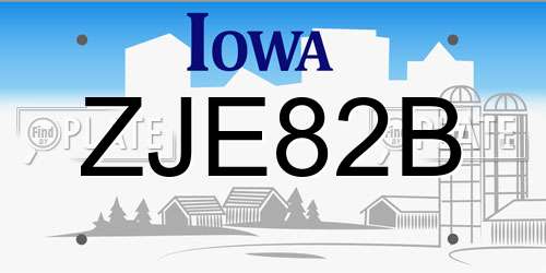 ZJE82B Iowa License Plate