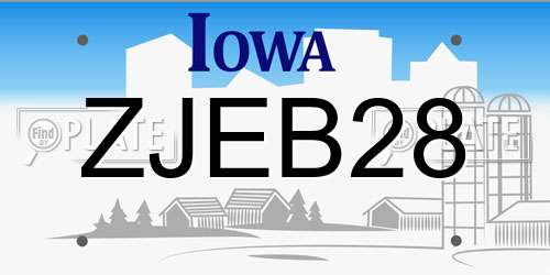 ZJEB28 Iowa License Plate