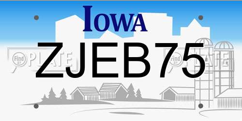 ZJEB75 Iowa License Plate