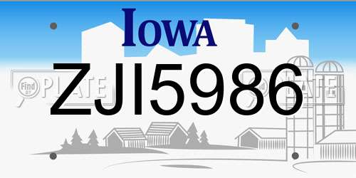 ZJI5986 Iowa License Plate