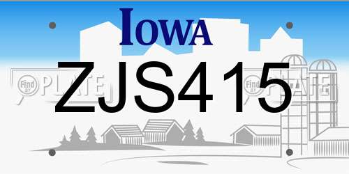 ZJS415 Iowa License Plate