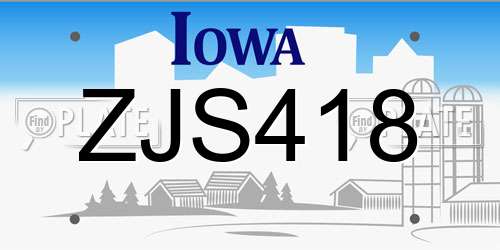 ZJS418 Iowa License Plate