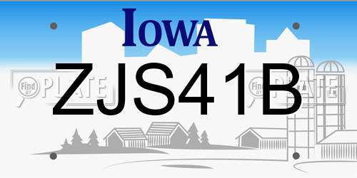 ZJS41B Iowa License Plate