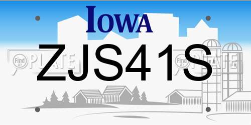 ZJS41S Iowa License Plate