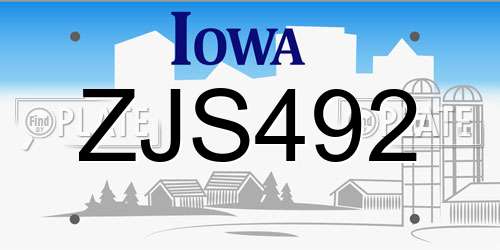 ZJS492 Iowa License Plate