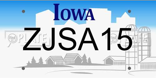 ZJSA15 Iowa License Plate
