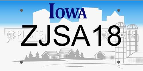 ZJSA18 Iowa License Plate
