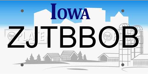 ZJTBBOB Iowa License Plate