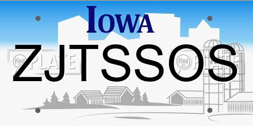 ZJTSSOS Iowa License Plate
