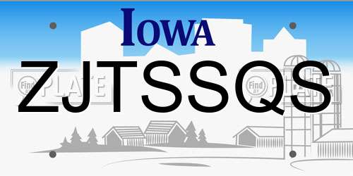 ZJTSSQS Iowa License Plate