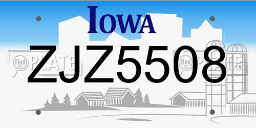 ZJZ5508 Iowa License Plate