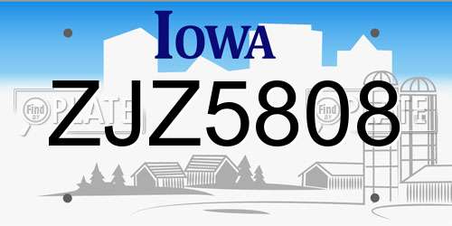 ZJZ5808 Iowa License Plate